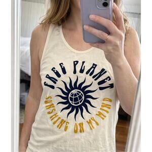 Free Planet Cream Organic Cotton Women’s Tank Top Logo Sunny Day Size Medium